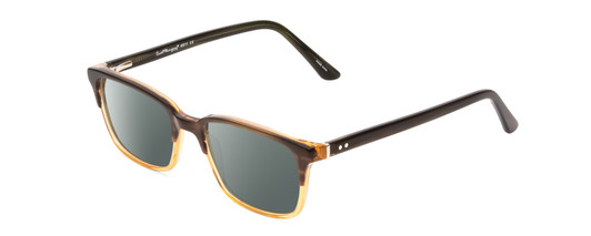 Profile View of Ernest Hemingway H4811 Designer Polarized Sunglasses with Custom Cut Smoke Grey Lenses in Brown/Light Beige Clear Mist Layered Unisex Cateye Full Rim Acetate 53 mm