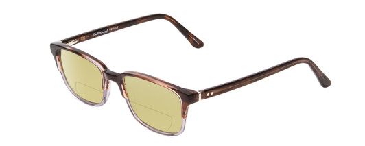 Profile View of Ernest Hemingway H4811 Designer Polarized Reading Sunglasses with Custom Cut Powered Sun Flower Yellow Lenses in Brown Tortoise Havana/Grey Crystal Layered Unisex Cateye Full Rim Acetate 53 mm