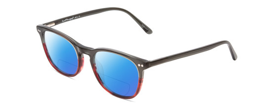 Profile View of Ernest Hemingway H4812 Designer Polarized Reading Sunglasses with Custom Cut Powered Blue Mirror Lenses in Forest Green/Amber Brown Crystal Fade Ladies Round Full Rim Acetate 49 mm