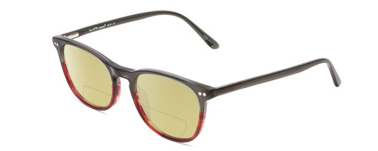 Profile View of Ernest Hemingway H4812 Designer Polarized Reading Sunglasses with Custom Cut Powered Sun Flower Yellow Lenses in Forest Green/Amber Brown Crystal Fade Ladies Round Full Rim Acetate 49 mm