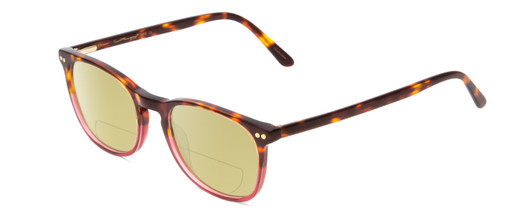 Profile View of Ernest Hemingway H4812 Designer Polarized Reading Sunglasses with Custom Cut Powered Sun Flower Yellow Lenses in Brown Yellow Tortoise Havana/Rose Red Crystal Fade Ladies Round Full Rim Acetate 49 mm