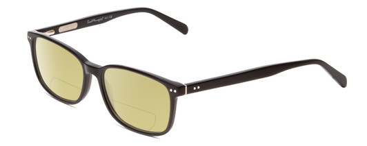 Profile View of Ernest Hemingway H4817 Designer Polarized Reading Sunglasses with Custom Cut Powered Sun Flower Yellow Lenses in Gloss Black Unisex Oval Full Rim Acetate 55 mm
