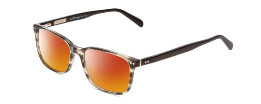 Profile View of Ernest Hemingway H4817 Designer Polarized Sunglasses with Custom Cut Red Mirror Lenses in Grey Black Marble Crystal Unisex Oval Full Rim Acetate 55 mm