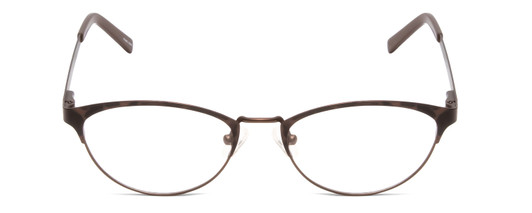 Front View of Ernest Hemingway H4821 Designer Progressive Lens Prescription Rx Eyeglasses in Antique Brown Espresso Tortoise Ladies Cateye Full Rim Stainless Steel 52 mm
