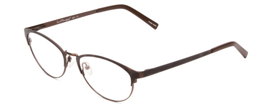 Profile View of Ernest Hemingway H4821 Designer Blue Light Blocking Eyeglasses in Antique Brown Espresso Tortoise Ladies Cateye Full Rim Stainless Steel 52 mm
