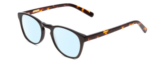 Profile View of Ernest Hemingway H4829 Designer Blue Light Blocking Eyeglasses in Gloss Black/Auburn Brown Yellow Tortoise Havana Layered Unisex Round Full Rim Acetate 48 mm
