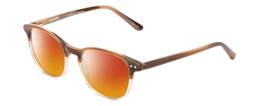 Profile View of Ernest Hemingway H4830 Designer Polarized Sunglasses with Custom Cut Red Mirror Lenses in Mink Brown Marble/Beige Crystal Fade Ladies Cateye Full Rim Acetate 51 mm