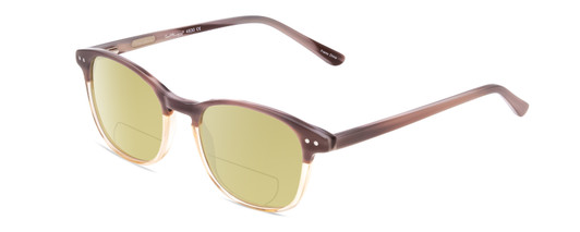 Profile View of Ernest Hemingway H4830 Designer Polarized Reading Sunglasses with Custom Cut Powered Sun Flower Yellow Lenses in Mauve Purple Plum Marble/Beige Crystal Fade Ladies Cateye Full Rim Acetate 51 mm
