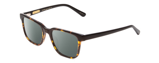Profile View of Ernest Hemingway H4831 Designer Polarized Sunglasses with Custom Cut Smoke Grey Lenses in Brown Yellow Tortoise Havana/Gloss Black Unisex Rectangle Full Rim Acetate 50 mm