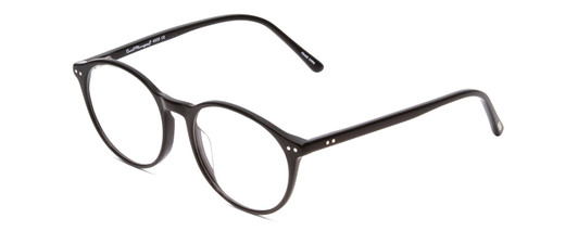 Profile View of Ernest Hemingway H4835 Designer Progressive Lens Blue Light Blocking Eyeglasses in Gloss Black Ladies Round Full Rim Acetate 50 mm