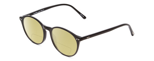 Profile View of Ernest Hemingway H4835 Designer Polarized Reading Sunglasses with Custom Cut Powered Sun Flower Yellow Lenses in Gloss Black Ladies Round Full Rim Acetate 50 mm