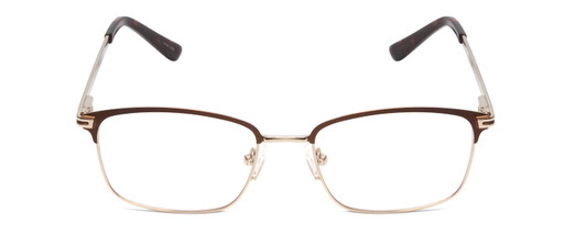 Front View of Ernest Hemingway H4837 Designer Progressive Lens Prescription Rx Eyeglasses in Metallic Antique Brown Silver/Auburn Tortoise Unisex Cateye Full Rim Stainless Steel 53 mm