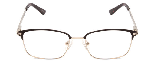 Front View of Ernest Hemingway H4837 Designer Bi-Focal Prescription Rx Eyeglasses in Metallic Black Silver/Auburn Tortoise Unisex Cateye Full Rim Stainless Steel 53 mm