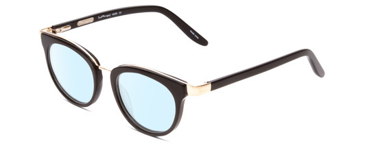 Profile View of Ernest Hemingway H4838 Designer Blue Light Blocking Eyeglasses in Gloss Black/Gold Accents Ladies Cateye Full Rim Acetate 49 mm