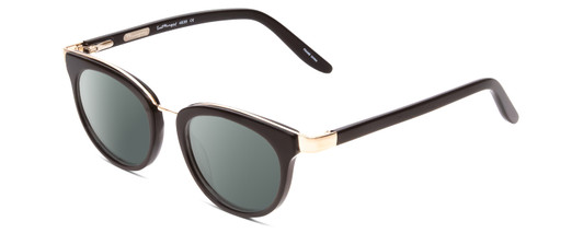 Profile View of Ernest Hemingway H4838 Designer Polarized Sunglasses with Custom Cut Smoke Grey Lenses in Gloss Black/Gold Accents Ladies Cateye Full Rim Acetate 49 mm