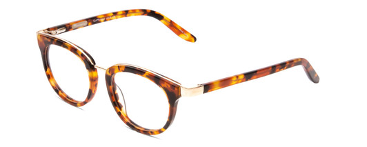 Profile View of Ernest Hemingway H4838 Designer Progressive Lens Blue Light Blocking Eyeglasses in Aurburn Brown Yellow Tortoise Havana/Gold Accents Ladies Cateye Full Rim Acetate 49 mm