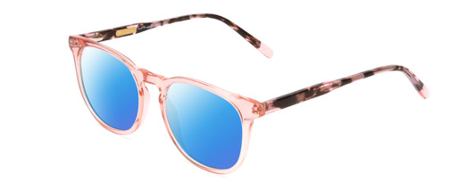 Profile View of Ernest Hemingway H4840 Designer Polarized Sunglasses with Custom Cut Blue Mirror Lenses in Pink Crystal/Brown Rose Amber Glitter Tortoise Ladies Cateye Full Rim Acetate 50 mm