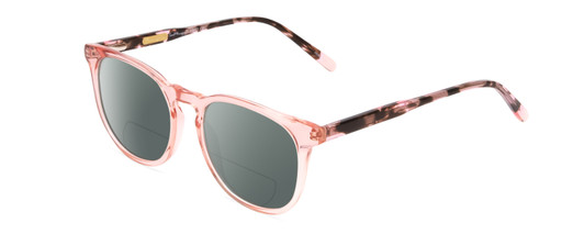 Profile View of Ernest Hemingway H4840 Designer Polarized Reading Sunglasses with Custom Cut Powered Smoke Grey Lenses in Pink Crystal/Brown Rose Amber Glitter Tortoise Ladies Cateye Full Rim Acetate 50 mm