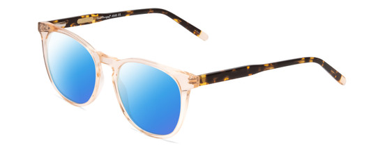 Profile View of Ernest Hemingway H4840 Designer Polarized Sunglasses with Custom Cut Blue Mirror Lenses in Wheat Crystal/Brown Amber Yellow Glitter Tortoise Ladies Cateye Full Rim Acetate 50 mm