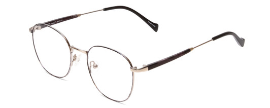 Profile View of Ernest Hemingway H4841 Designer Progressive Lens Blue Light Blocking Eyeglasses in Silver Black Crystal Marble  Unisex Round Full Rim Stainless Steel 50 mm