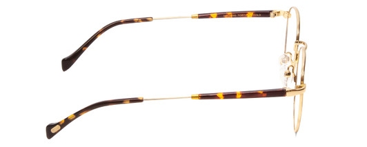 Side View of Ernest Hemingway H4841 Designer Bi-Focal Prescription Rx Eyeglasses in Gold Brown Yellow Tortoise Havana Unisex Round Full Rim Stainless Steel 50 mm