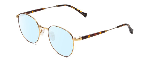 Profile View of Ernest Hemingway H4841 Designer Blue Light Blocking Eyeglasses in Gold Brown Yellow Tortoise Havana Unisex Round Full Rim Stainless Steel 50 mm