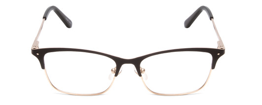 Front View of Ernest Hemingway H4842 Designer Progressive Lens Prescription Rx Eyeglasses in Satin Metallic Black Gold  Unisex Cateye Full Rim Stainless Steel 52 mm
