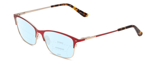 Profile View of Ernest Hemingway H4842 Designer Progressive Lens Blue Light Blocking Eyeglasses in Satin Metallic Red Gold Unisex Cateye Full Rim Stainless Steel 52 mm