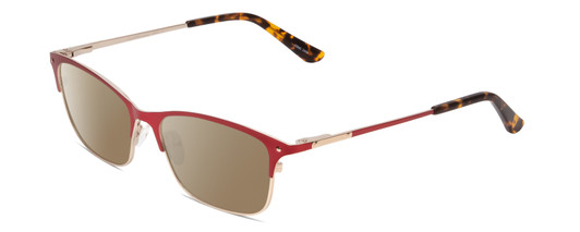 Profile View of Ernest Hemingway H4842 Designer Polarized Sunglasses with Custom Cut Amber Brown Lenses in Satin Metallic Red Gold Unisex Cateye Full Rim Stainless Steel 52 mm