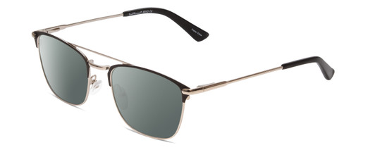 Profile View of Ernest Hemingway H4843 Designer Polarized Sunglasses with Custom Cut Smoke Grey Lenses in Satin Metallic Black Silver Unisex Aviator Full Rim Stainless Steel 53 mm