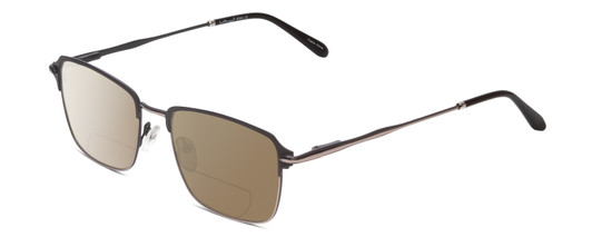 Profile View of Ernest Hemingway H4844 Designer Polarized Reading Sunglasses with Custom Cut Powered Amber Brown Lenses in Satin Gun Metal Silver Unisex Rectangle Full Rim Stainless Steel 52 mm