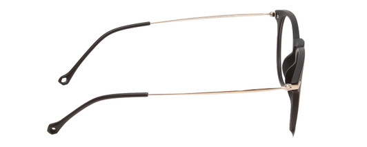 Side View of Ernest Hemingway H4845 Designer Bi-Focal Prescription Rx Eyeglasses in Matte Black Silver Unisex Round Full Rim Acetate 48 mm