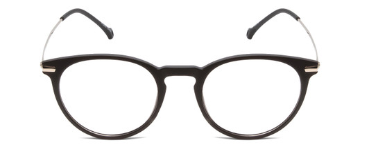 Front View of Ernest Hemingway H4845 Designer Progressive Lens Prescription Rx Eyeglasses in Matte Black Silver Unisex Round Full Rim Acetate 48 mm