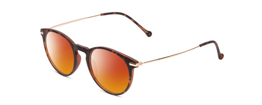 Profile View of Ernest Hemingway H4845 Designer Polarized Sunglasses with Custom Cut Red Mirror Lenses in Matte Brown Auburn Tortoise Havana Gold Unisex Round Full Rim Acetate 48 mm