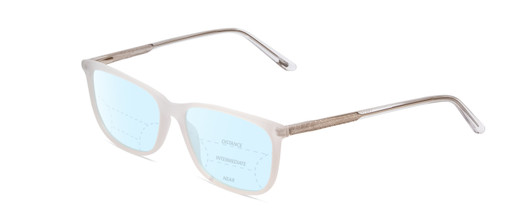Profile View of Ernest Hemingway H4848 Designer Progressive Lens Blue Light Blocking Eyeglasses in Matte/Gloss Clear Crystal Silver Unisex Cateye Full Rim Acetate 54 mm