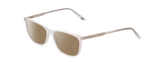 Profile View of Ernest Hemingway H4848 Designer Polarized Reading Sunglasses with Custom Cut Powered Amber Brown Lenses in Matte/Gloss Clear Crystal Silver Unisex Cateye Full Rim Acetate 54 mm