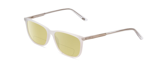Profile View of Ernest Hemingway H4848 Designer Polarized Reading Sunglasses with Custom Cut Powered Sun Flower Yellow Lenses in Matte/Gloss Clear Crystal Silver Unisex Cateye Full Rim Acetate 54 mm