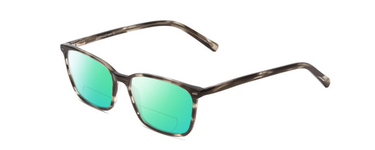 Profile View of Ernest Hemingway H4849 Designer Polarized Reading Sunglasses with Custom Cut Powered Green Mirror Lenses in Grey Crystal Black Glitter Stripe Unisex Rectangle Full Rim Acetate 53 mm