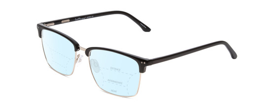 Profile View of Ernest Hemingway H4850 Designer Progressive Lens Blue Light Blocking Eyeglasses in Gloss Black Silver Unisex Cateye Full Rim Acetate 58 mm