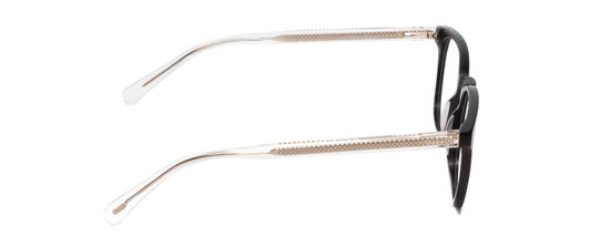 Side View of Ernest Hemingway H4851 Designer Bi-Focal Prescription Rx Eyeglasses in Gloss Black Clear Crystal Patterned Silver Unisex Cateye Full Rim Acetate 51 mm