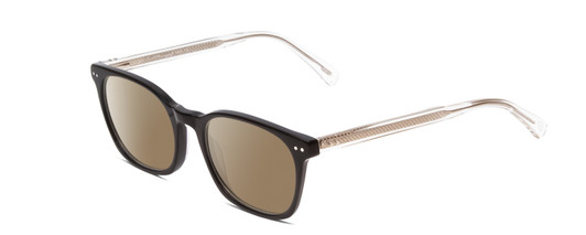 Profile View of Ernest Hemingway H4851 Designer Polarized Sunglasses with Custom Cut Amber Brown Lenses in Gloss Black Clear Crystal Patterned Silver Unisex Cateye Full Rim Acetate 51 mm