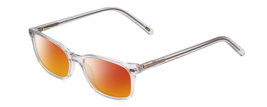 Profile View of Ernest Hemingway H4852 Designer Polarized Sunglasses with Custom Cut Red Mirror Lenses in Clear Crystal Silver Glitter Unisex Rectangle Full Rim Acetate 51 mm