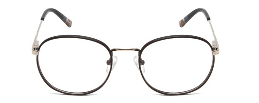 Front View of Ernest Hemingway H4853 Unisex Round Stainless Steel Eyeglasses Black Silver 51mm