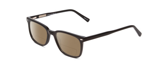 Profile View of Ernest Hemingway H4854 Designer Polarized Reading Sunglasses with Custom Cut Powered Amber Brown Lenses in Gloss Black Silver Studs  Unisex Cateye Full Rim Acetate 51 mm