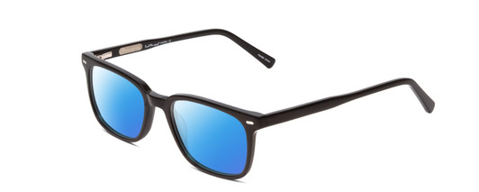Profile View of Ernest Hemingway H4854 Designer Polarized Sunglasses with Custom Cut Blue Mirror Lenses in Gloss Black Silver Studs  Unisex Cateye Full Rim Acetate 54 mm