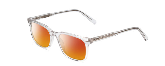 Profile View of Ernest Hemingway H4854 Designer Polarized Sunglasses with Custom Cut Red Mirror Lenses in Clear Crystal Patterned Silver Unisex Cateye Full Rim Acetate 54 mm