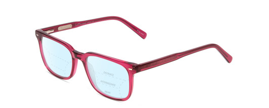 Profile View of Ernest Hemingway H4854 Designer Progressive Lens Blue Light Blocking Eyeglasses in Raspberry Red Rose Crystal Ladies Cateye Full Rim Acetate 54 mm
