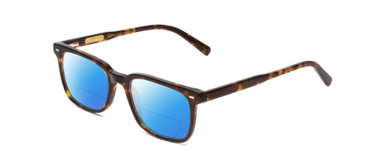 Profile View of Ernest Hemingway H4854 Designer Polarized Reading Sunglasses with Custom Cut Powered Blue Mirror Lenses in Brown Gold Auburn Tortoise Havana Unisex Cateye Full Rim Acetate 51 mm