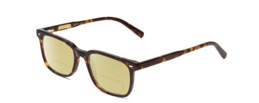 Profile View of Ernest Hemingway H4854 Designer Polarized Reading Sunglasses with Custom Cut Powered Sun Flower Yellow Lenses in Brown Gold Auburn Tortoise Havana Unisex Cateye Full Rim Acetate 54 mm