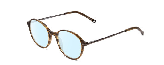 Profile View of Ernest Hemingway H4855 Designer Blue Light Blocking Eyeglasses in Olive Green Amber Brown Marble/Gun Metal Unisex Round Full Rim Acetate 48 mm